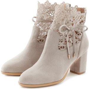 Lascana Highheel-laarsjes Trachten-schoen, Dirndl-schoen met modieuze punt en comfortabele blokhak, enkellaars, laars