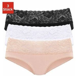 Vivance Slip van elastische katoen met florale kant (3 stuks)