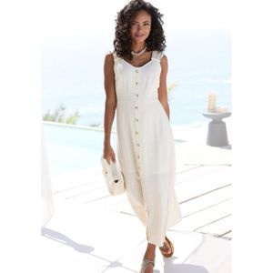 Lascana Maxi-jurk met brede bandjes van geweven stof in linnenlook, zomers