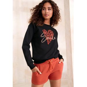 Lascana - Sweatshirt - Zwart - Loungewear - Hart-Leeuwprint