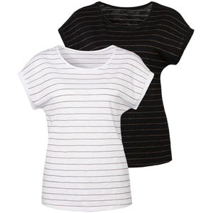 Vivance Shirt met ronde hals Met koperkleurige Lurex-strepen (Set van 2)