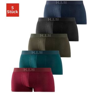 H.I.S Hipster strak zittende boxershorts aan de webband met logo-opdruk met 3d-effect (set, 5 stuks)