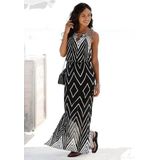 Lascana Maxi-jurk in zwart-wit design met split, zomerjurk, strandjurk