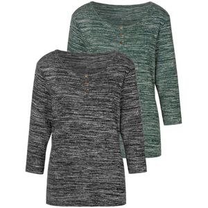Lascana Shirt met 3/4-mouwen Met goudkleurige knopen van zachte viscosekwaliteit (Set van 2)