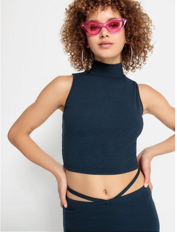 LSCN by LASCANA Crop-top met opstaande kraag