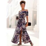 Vivance Maxi-jurk met lange splits en carmen-halslijn, zomerjurk