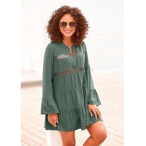 Lascana Lange blouse met kanten inzetstukken, blousejurk, tuniek, zomers