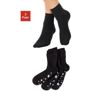 Lavana ABS-sokken met antislipzool in sterrendesign (set, 3 paar)