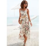 Lascana Maxi-jurk met bloemenprint, licht zomerjurk in vokuhila-stijl, strandjurk