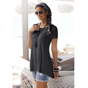 Lascana T-shirt met verlengd rugpand, shirt met korte mouwen, longshirt, basic