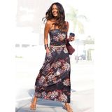 Lascana Maxi-jurk met bloemenprint en zakken, zomerse strapless jurk, strandjurk
