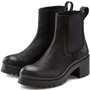 Lascana Chelsea-boots van leer met modieuze blokhak, enkelboots, laarsjes