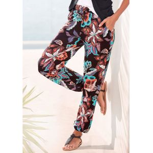 Harembroek - Zwart Gedessineerd - Jersey - Met Grote Bloemenprint