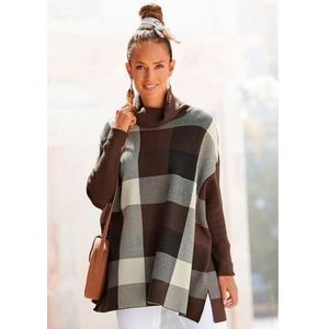 Lascana Coltrui in casual poncho-stijl, wijde gebreide trui met ruitpatroon