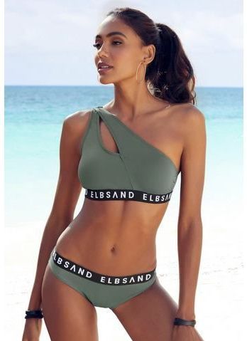 Elbsand Bustierbikini met merkopschriften in contrastkleur