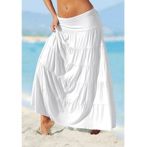 Beachtime Maxirok met volants, elastische tricot rok, strandrok