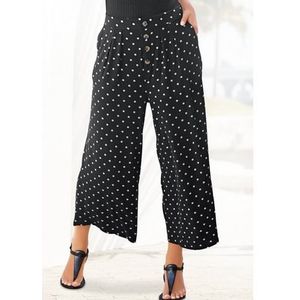 Lascana Culotte met stippenprint en zakken, elastische tailleband, 7/8 broek, jersey broek