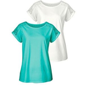 Vivance T-shirt met mooie kant (Set van 2)