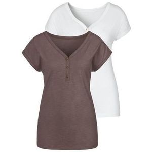 Vivance T-shirt met knoopsluiting en goudkleurige knopen (Set van 2)