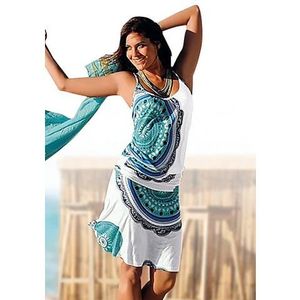 Beachtime Strandjurk met all-over print en verstelbare bandjes, zomerjurk, jersey jurk