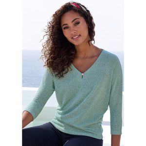 T-shirt - Effen - Jersey - V-hals - Driekwart Mouw - Normale Pasvorm