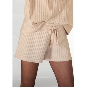 Lascana Pyjamashort met Ribstructuur Beige