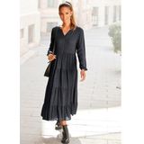 Lascana Maxi-jurk met all-over print en volants, lange mouwen, jurk met print, casual-chic