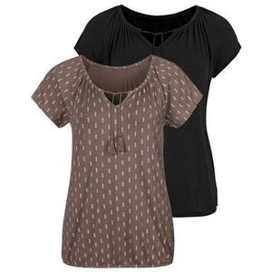 Vivance T-shirt met iets aangerimpelde hals (Set van 2)