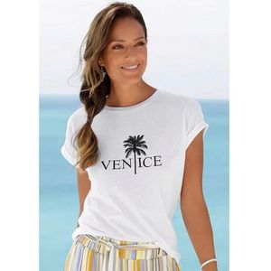 Venice Beach Shirt met ronde hals met print aan de voorkant, katoenen t-shirt, shirt met korte mouwen, basic