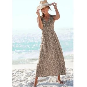 Buffalo Maxi-jurk in all-over print met v-hals en split, zomerjurk, strandjurk