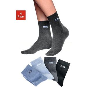 H.I.S Basic sokken met ingebreid logo (set, 4 paar)