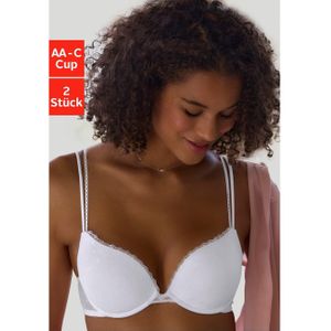 Petite fleur Push-up-bh uit schattig hartjes-mesh met elegante spaghetti-bandjes, sexy lingerie (2-delig, Set van 2)