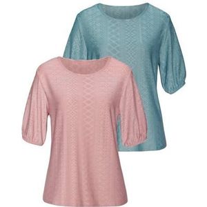 Vivance T-shirt met modieuze broderie anglaise (set, 2-delig)