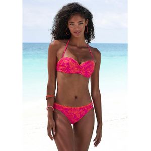 Venice Beach Beugelbikini in bandeaumodel Kensi met contrastkleurige gehaakte rand