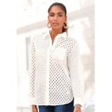 Lascana Blouse met lange mouwen met gaatjespatroon en blazerkraag, damesblouse, casual-elegant