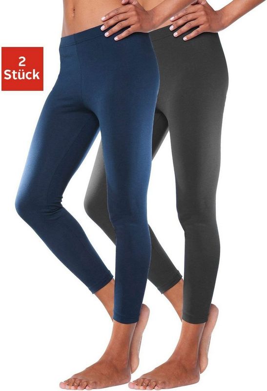 vivance active Legging met rubberen tailleband, loungewear (2-delig, Set van 2)
