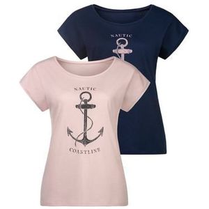 Beachtime T-shirt met maritieme print voor (Set van 2)