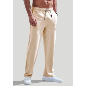 John Devin Sweatbroek Wijd model in melange-look van katoenmix