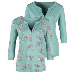 Lascana Shirt met 3/4-mouwen in modieuze blouse-look (Set van 2)