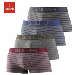 s.Oliver RED LABEL Beachwear Boxershort in hipstermodel met contrastkleurige weefband (set, 4 stuks)