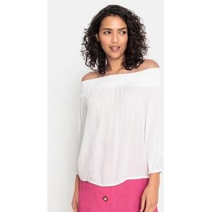 Lascana Blouse met carmenhals in een lichte gekreukte crinkle look, damesblouse, off-the-shoulder