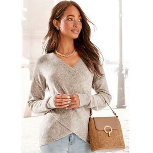 Lascana Gebreide trui met wikkel-effect en v-hals, casual-chic