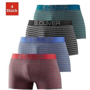 s.Oliver RED LABEL Beachwear Boxershort met contrastkleurige weefband (set, 4 stuks)