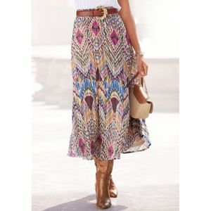 Lascana Plissérok van lichte chiffonstof, midirok met aloverprint, zomers