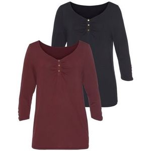 Vivance Shirt met 3/4-mouwen met fijne plooi (Set van 2)