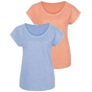 Vivance T-shirt met gehaakt kant op de schouders (Set van 2)