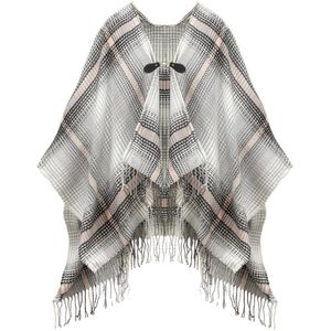 Lascana Gebreide poncho modieus ruitpatroon & gesp, ruitdoek, poncho, cape, sjaal, vegan