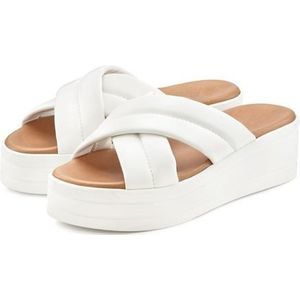 Lascana Slippers Mule, sandaal, open schoen van leer met modieuze plateausole