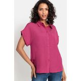 Lascana Overhemdblouse van mix van linnen met knoopsluiting, linnen blouse, blouse met korte mouwen