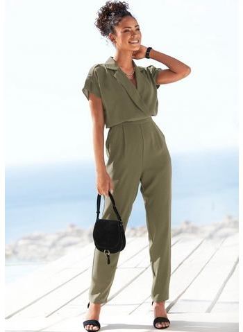 Lascana Jumpsuit met reverskraag en korte mouwen, elegante jumpsuit, casual-chic